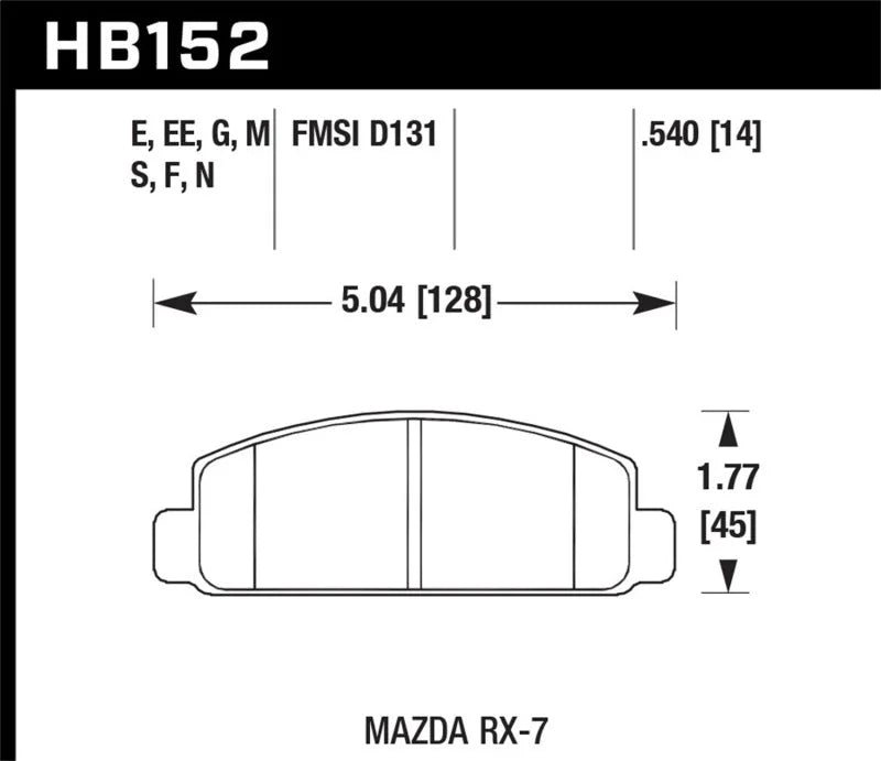 Hawk 88-91 Mazda RX-7 1.3L 10th Anniversary 1 Piston Caliper Front ER-1 Brake Pads - Main Product View
