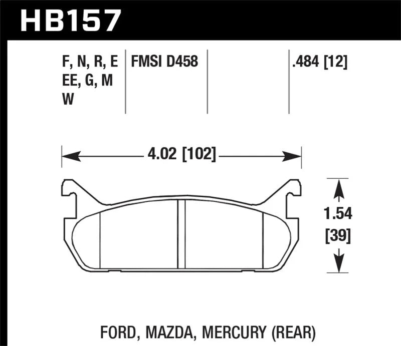 Hawk 89-93 Miata HP+ Street Rear Brake Pads (D458) - Main Product View