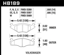 Load image into Gallery viewer, Hawk 91-93 Volkswagen Cabriolet Front ER-1 Brake Pads - Main Product View