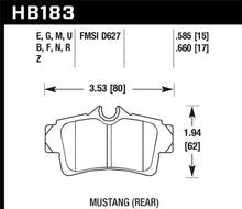 Load image into Gallery viewer, Hawk 95-04 Ford Mustang 4.6L Cobra Rear ER-1 Brake Pads - Side View