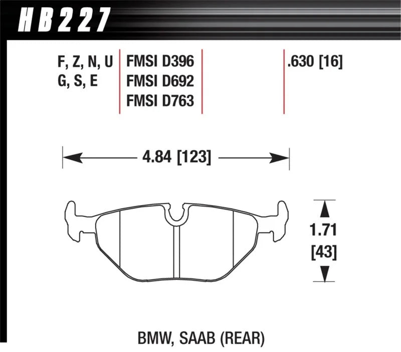 Hawk 95-99 BMW M3 E36 HP+ Street Rear Brake Pads - Main Product View