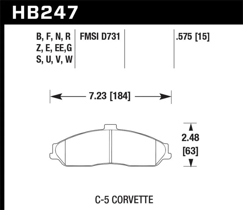 Hawk 97-06 Corvette (incl C5 Z06) HP+ Street Front Brake Pads - Main Product View