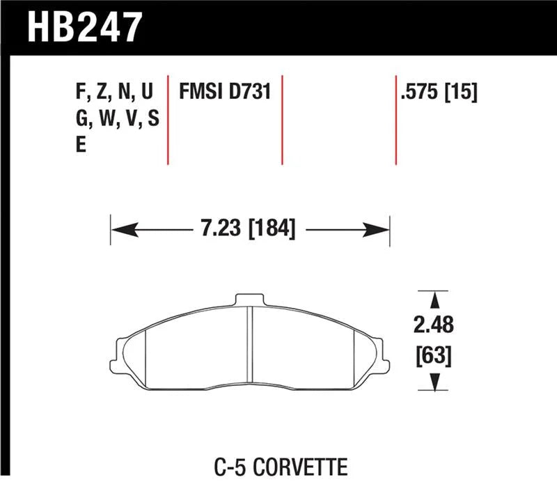 Hawk 97-13 Chevy Corvette Performance HT-10 Compound Front Brake Pads - Main Product View