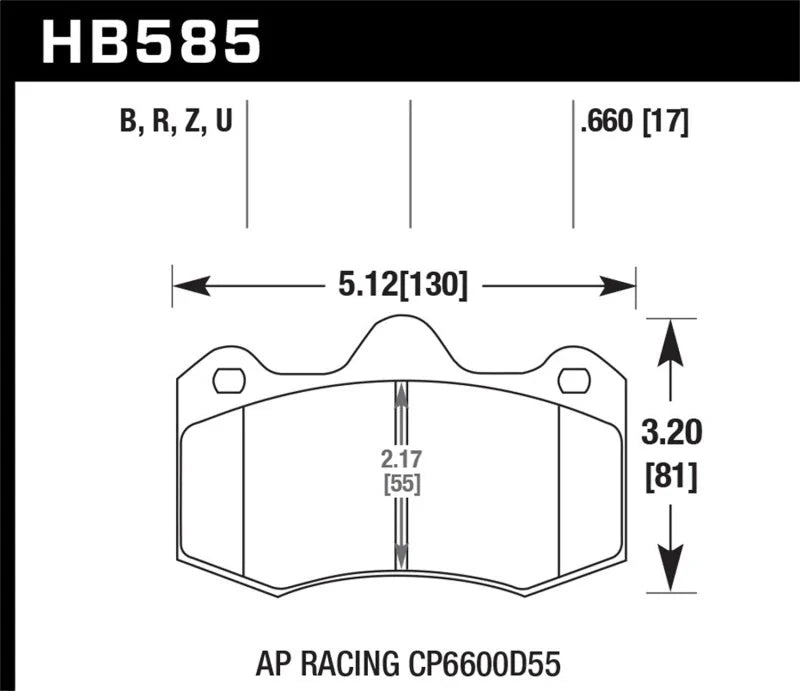 Hawk AP Racing CP 6600 DTC-70 Race Brake Pads - Back View