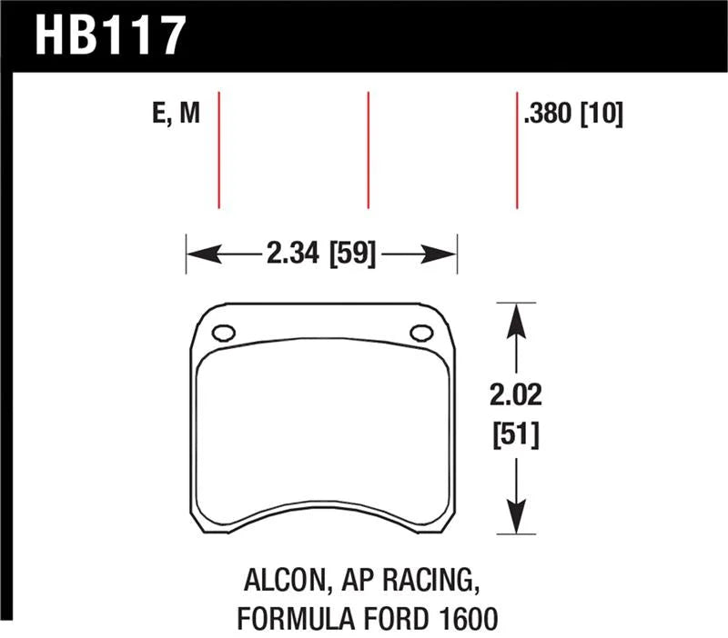 Hawk AP Racing CP3696 Black Race Brake Pads - Back View