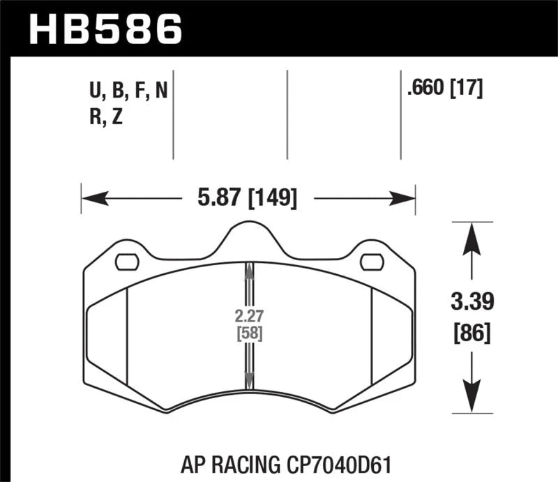 Hawk AP Racing CP7040 HP Plus Street Brake Pads - Side View