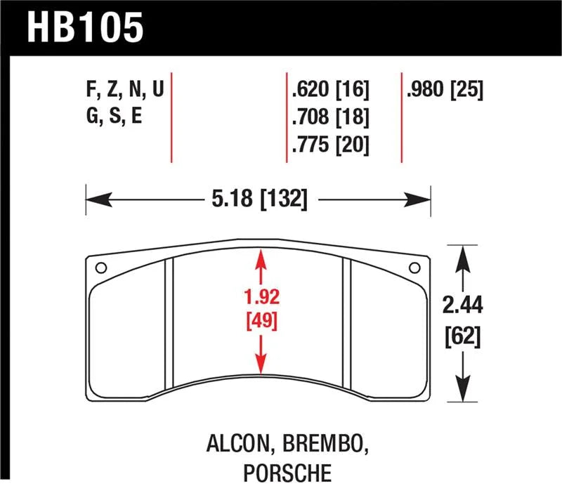 Hawk Alcon B Caliber HP+ Street Brake Pads - Side View