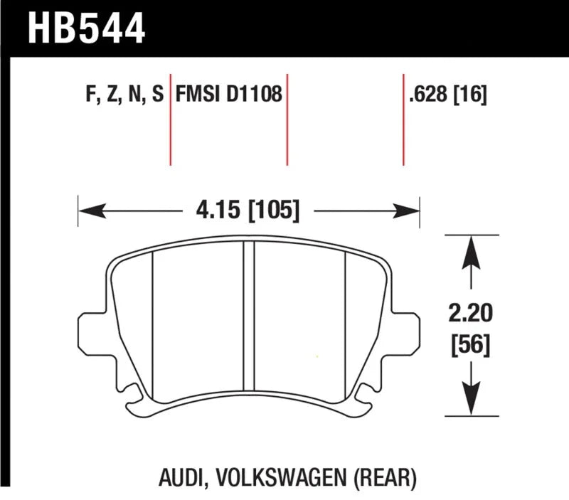 Hawk Audi A3 / A4 / A6 Quattro Performance Ceramic Rear Brake Pads - Main Product View