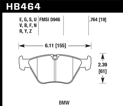 Hawk BMW 330Ci/330i/330Xi/M3/X3/Z4 DTC-70 Front Race Pads - Main Product View