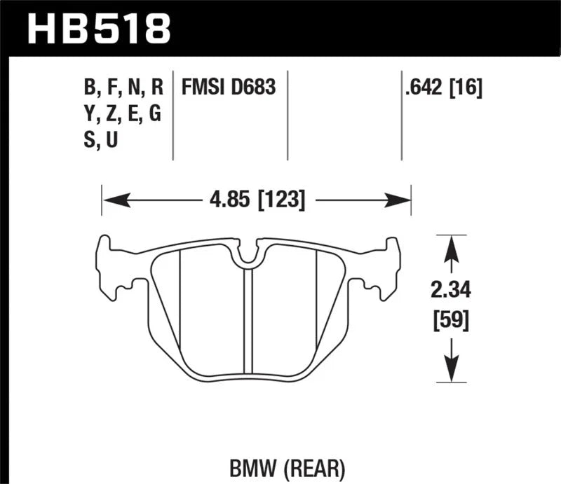 Hawk BMW Rear DTC-70 Race Brake Pads - Side View