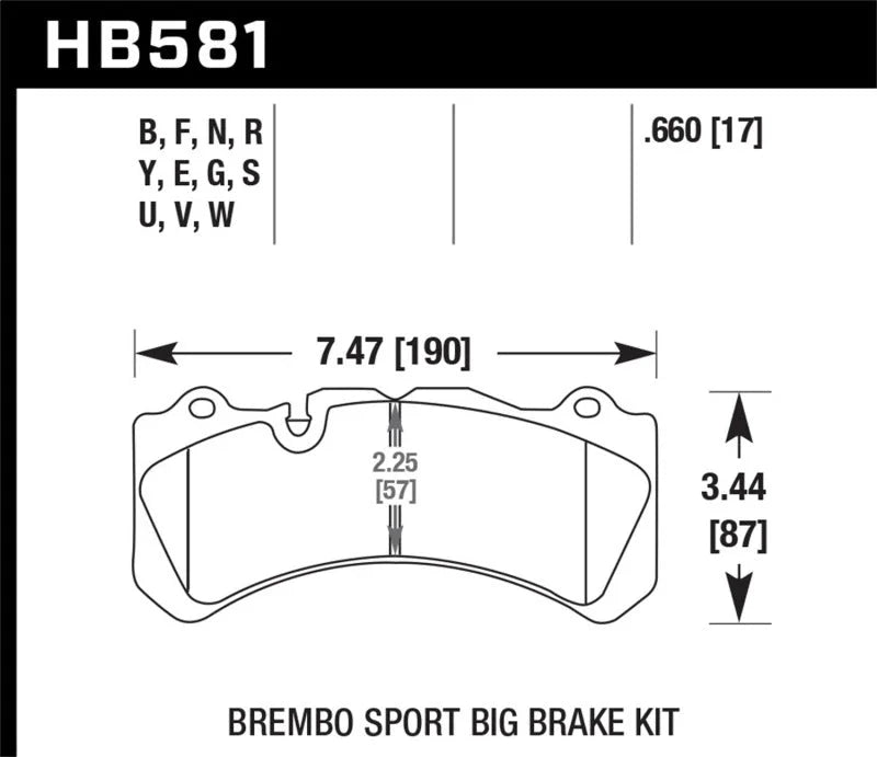 Hawk Brembo Caliper Family J/N HPS 5.0 Brake Pads - Side View