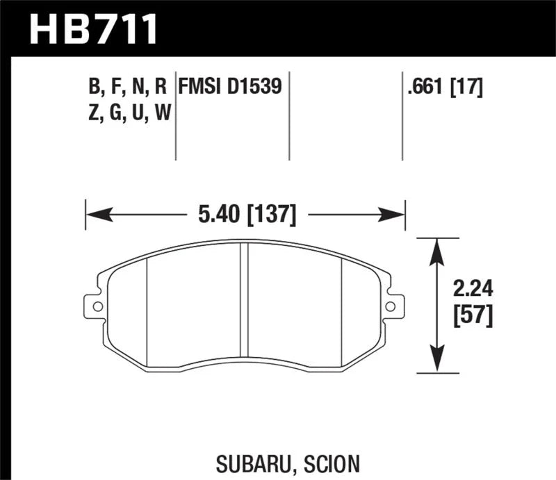 Hawk DTC-80 13 Subaru BRZ/13 Legacy 2.5i/13 Scion FR-S Front Race Brake Pads - Installation View