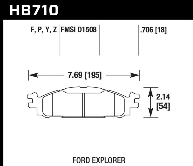 Hawk Ford/Lincoln 11-13 Explorer/09-13 Flex/10-13 Taurus/MKS/MKT Performance Ceramic Brake Pad - Main Product View