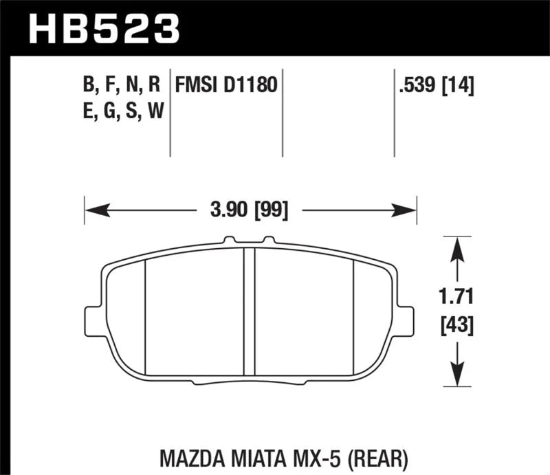 Hawk HP 06-10 Mazda Miata Mx-5 HP+ Street Rear Brake Pads - Main Product View