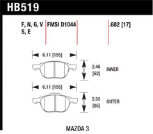 Load image into Gallery viewer, Hawk HP+ 08-09 Mazda 3 / Ford/ Volvo DTC-60 Race Front Brake Pads - Back View