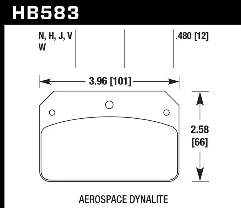 Hawk HP+ Aerospace Dynalite w/ 0.218in Hole Brake Pads - Side View