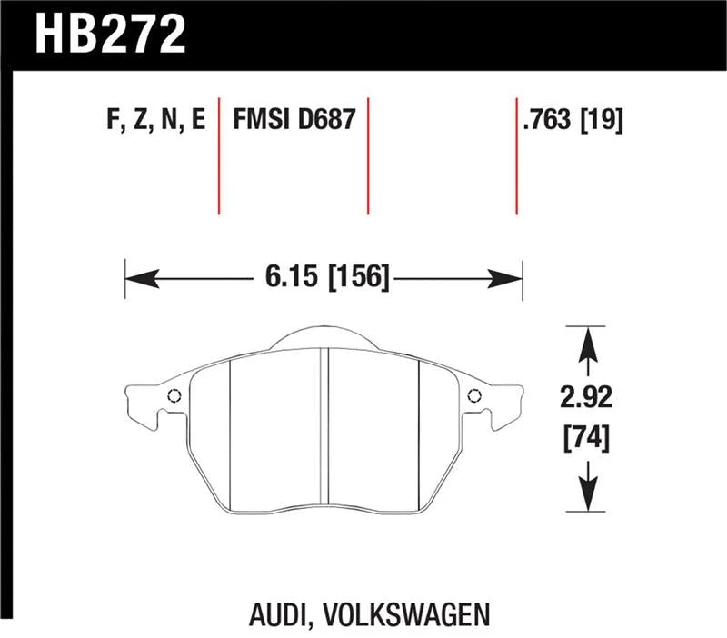 Hawk HP+ Street Brake Pads - Side View