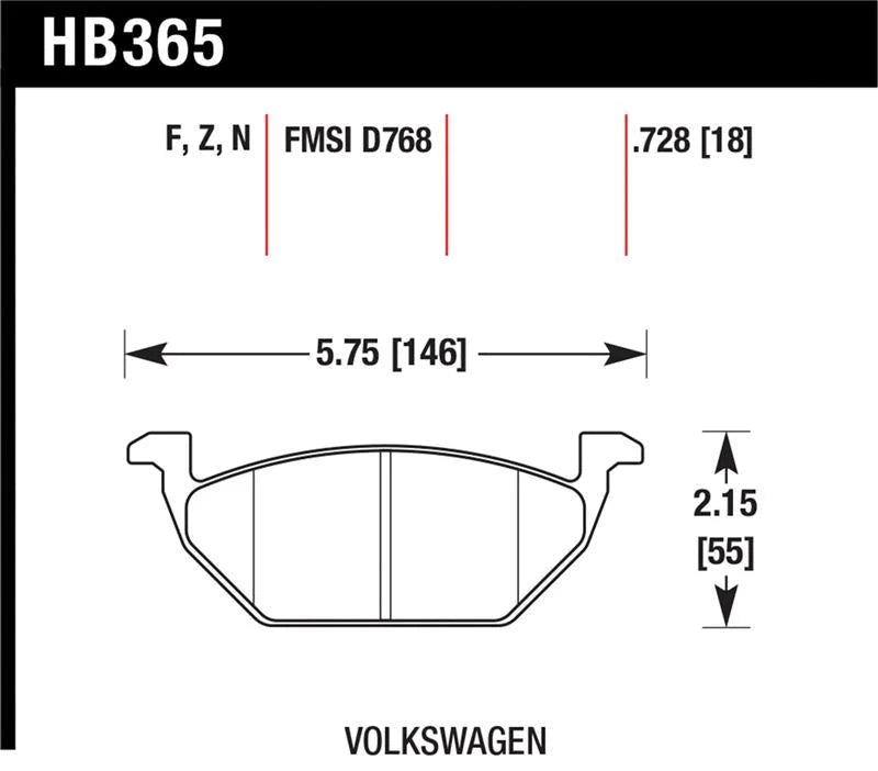Hawk HP+ Street Brake Pads - Side View