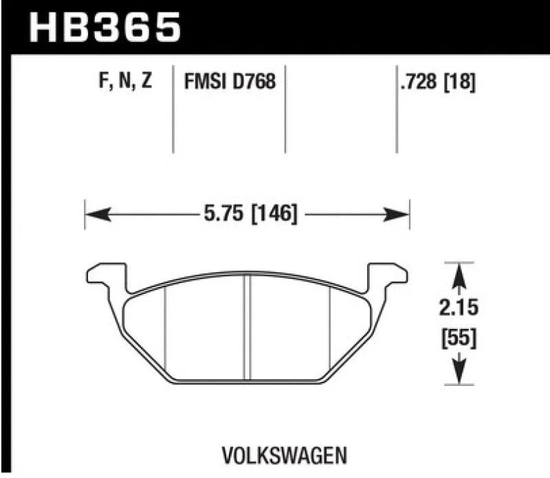 Hawk HPS 5.0 Street Brake Pads - Front - Side View