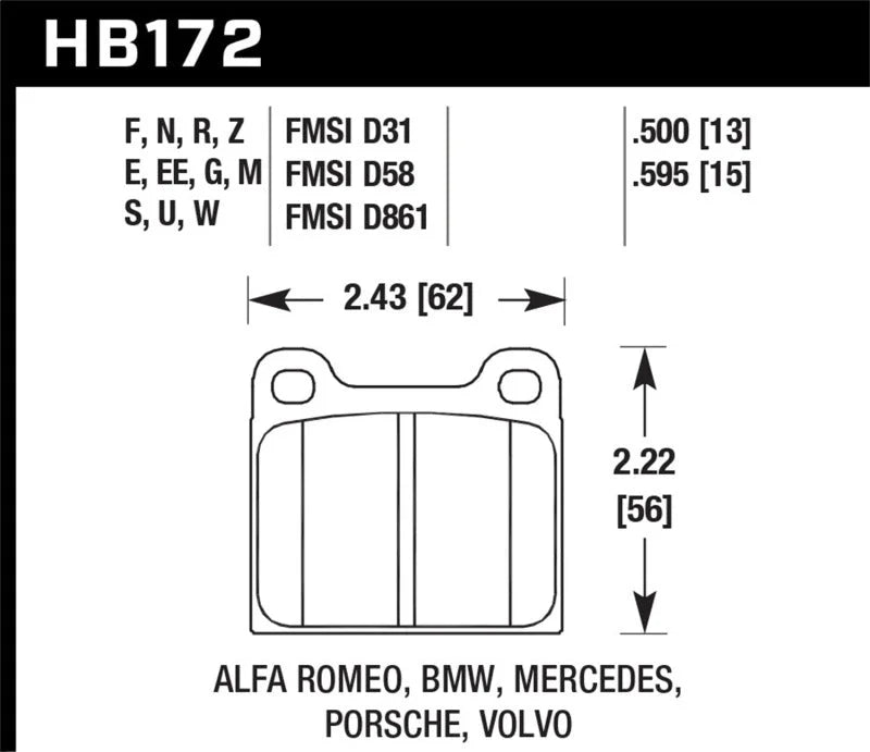 Hawk HPS Street Brake Pads - Side View