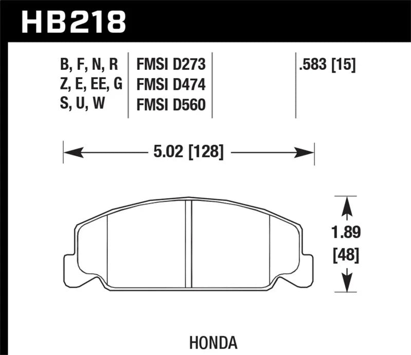 Hawk Honda Accord/Civic/CRX Front Race Blue 9012 Brake Pads - Main Product View
