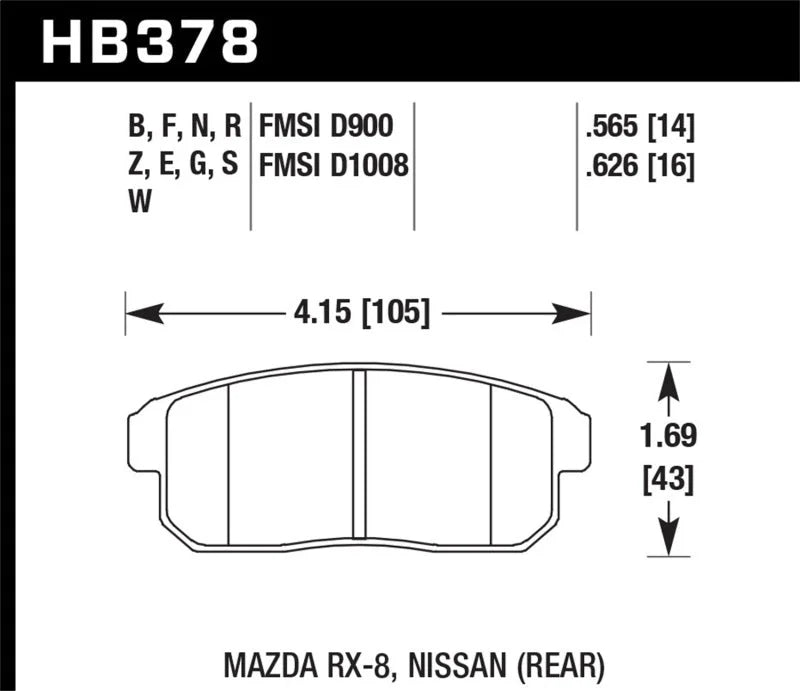 Hawk Mazda RX-8 / Nissan Track DTC-30 Race Rear Brake Pads - Installation View