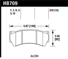 Load image into Gallery viewer, Hawk Performance Alcon Mono 6, Model 4497 DTC-70 Race Brake Pads - Back View