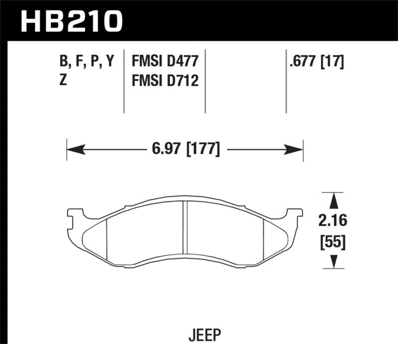 Hawk Performance Ceramic Street Brake Pads - Side View