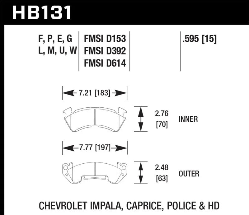 Hawk Performance DTC-70 Front Race Brake Pads fits 1979-1996 Chevrolet C20 / R20 / C2500 / R2500 / C30 / R30 Pickup / GMC - Back Vi...