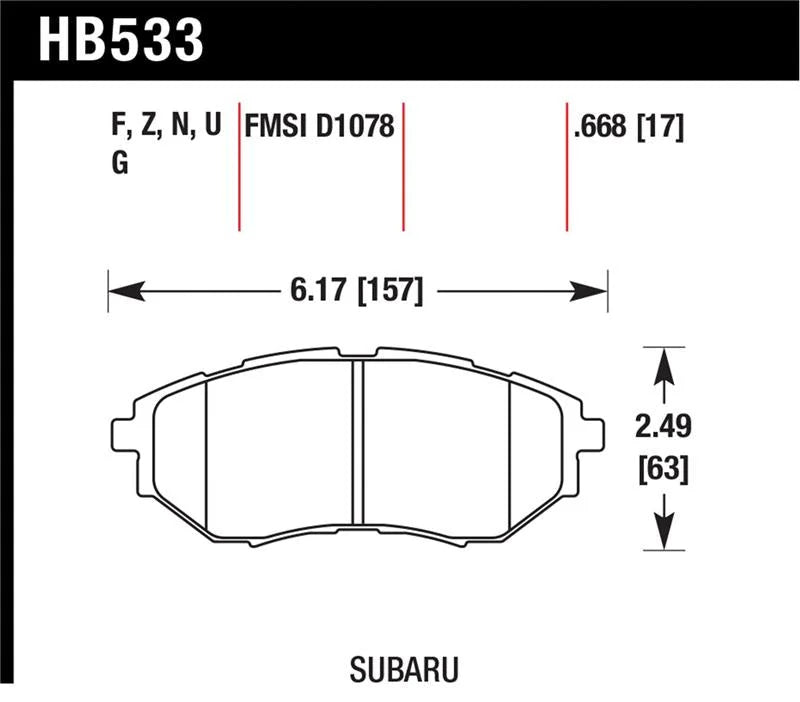 Hawk Performance DTC-70 Race Front Brake Pads fits 2006-2007 Subaru B9 Tribeca / 2014-2015 Subaru Forester / 2005-2015 Sub...