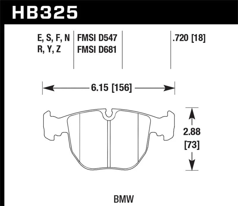 Hawk Performance HPS Street Brake Pads fits 2001-2003 BMW 530I / 1997-2003 BMW 540I / 1995 1997-2001 BMW 740I / 1995-1998 ...