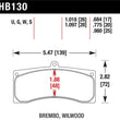 Load image into Gallery viewer, Hawk Performance Universal Brembo DTC-70 Race Brake Pads Thickness 1.018 - Back View