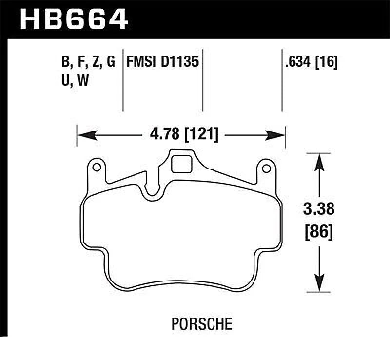 Hawk Porsche 911 ER-1 Endurance Racing Brake Pads (Works with Iron/Metal Rotors) - Side View