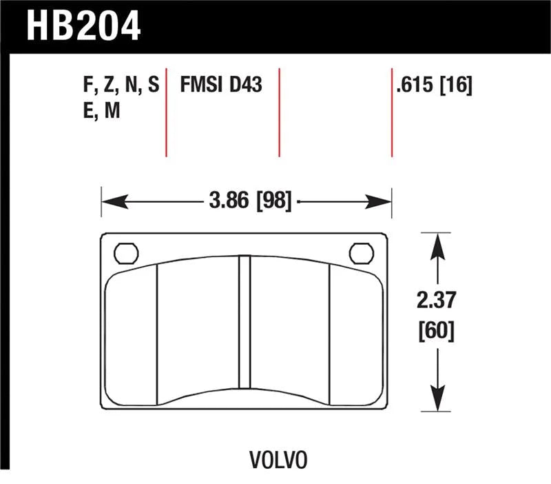 Hawk Volvo 142/145/164/240/242/244/245/262/265/1800 Black Race Brake Pads - Additional View 5