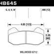 Load image into Gallery viewer, Hawk Wilwood 6712 Calipers DTC-50 Brake Pads - Back View