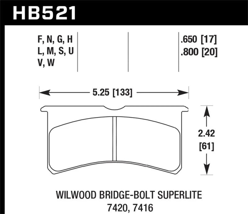 Hawk Wilwood BB SL 7421 HPS 5.0 Brake Pads - Side View