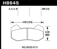 Load image into Gallery viewer, Hawk Wilwood DynaPro 6 (Type 6712) DTC-70 Brake Pads - Side View