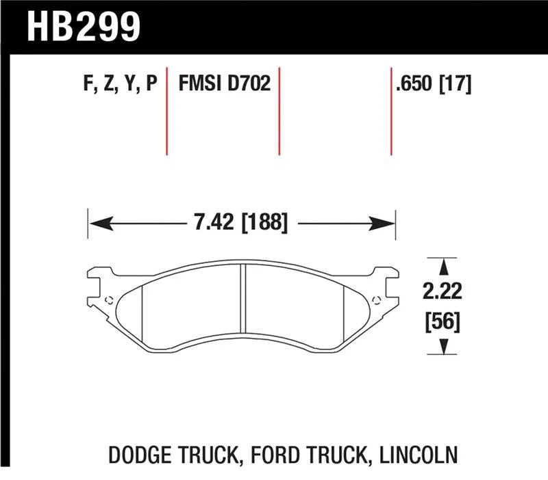 HawkDodge B1500 VanDurango/1500 Pickup/1500 Van / Ford / Lincoln LTS Street Front & Rear Brake Pad - Main Product View