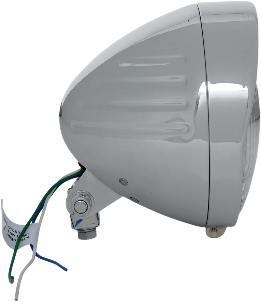 Headlight with Visor 6-1/2" - Grooved DragSpecialties 20-0338-BXLB1 - Side View