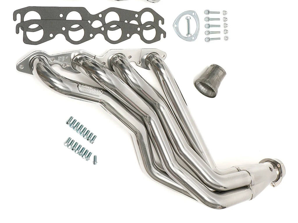 Hedman Hedders 2 IN. LONG-TUBE HEADERS - SILVER COATED 69136 fits 1967-1991 Gm TRUCK / SUV 396-502 2WD - Back View