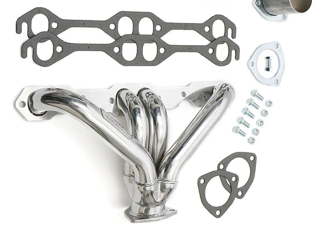 Hedman Hedders BLOCK HUGGER Headers; 1-5/8 in. Tubes; HTC Ceramic Coated fits Chevrolet Sb 283-400 - Installation View