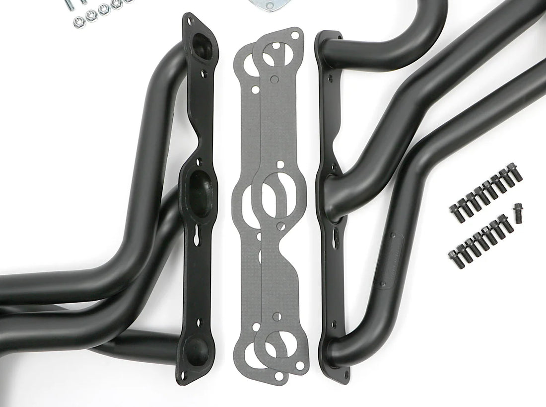 Hedman Hedders Black Long 3-Tube Headers for 1967-81 Pontiac Firebird with Pontiac V8 28143 - Side View