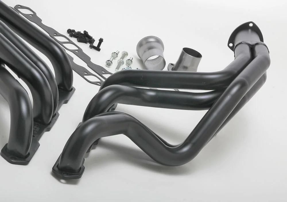 Hedman Hedders Black Long-Tube Headers 63503 fits 1967-1974 Chevrolet Camaro / Chevy II / Nova - Back View
