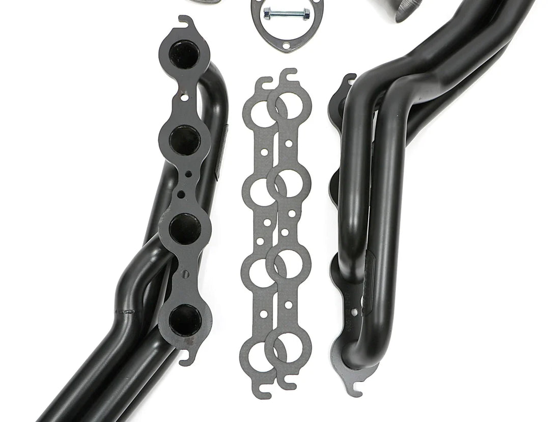 Hedman Hedders Black Long-Tube LS Engine Swap Headers 69050 fits Chevrolet S10 / GMC S15 2WD - Back View