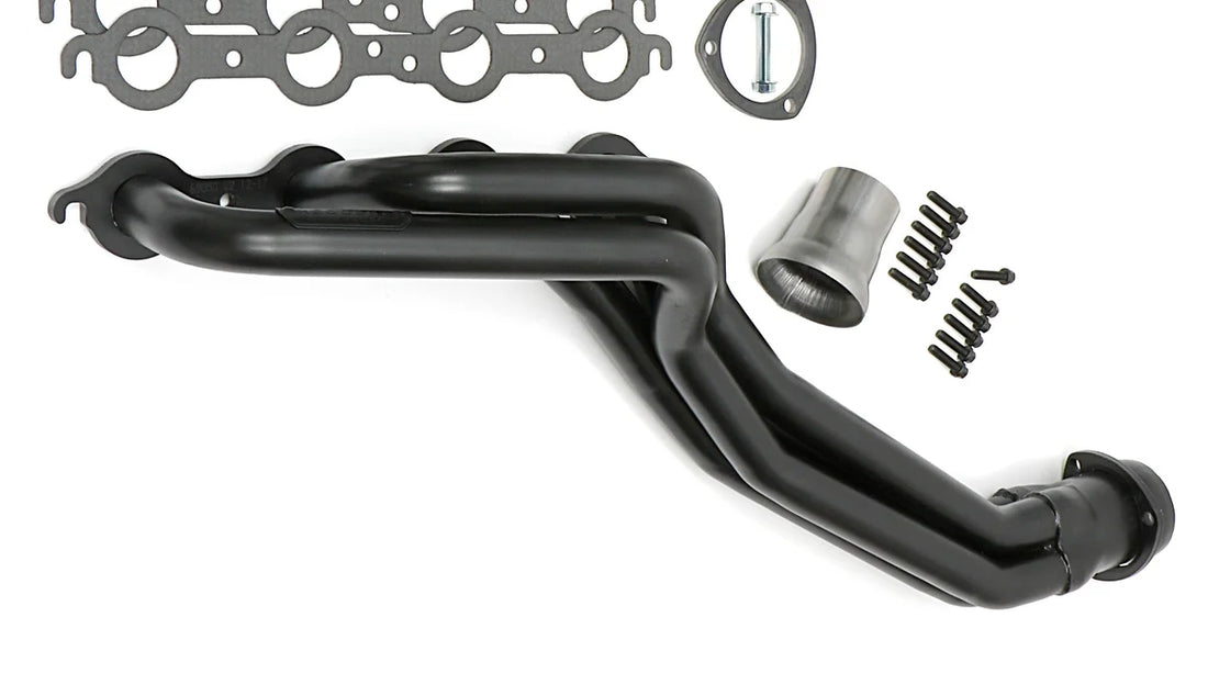 Hedman Hedders Black Long-Tube LS Engine Swap Headers 69050 fits Chevrolet S10 / GMC S15 2WD - Installation View