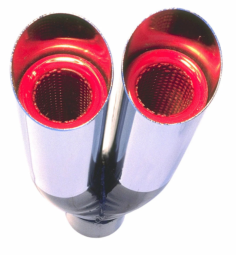 Hedman Hedders Dual Resonator HOT TIPS Exhaust Tip; 2-1/4 in. System; 2-1/4 in. Out-CHROME - Main Product View