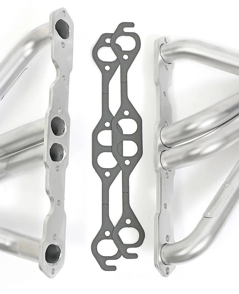 Hedman Hedders H.D. Silver Long-Tube Swap Headers 69518 fits 1980-1983 Jeep CJ5 / CJ7 - Back View