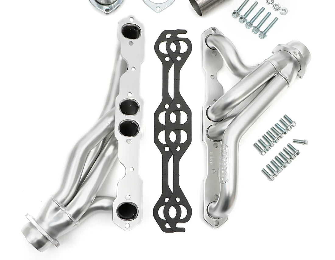Hedman Hedders HD Silver Mid-Length Swap Headers fits 1987-1995 Jeep Wrangler Sb Chevy - Installation View