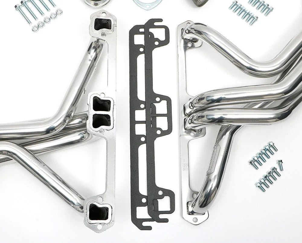Hedman Hedders Silver 1-5.8 in. Long-Tube Headers 99206 fits 1972-1983 Jeep CJ5 / 1972-1975 Jeep CJ6 / 1976-1986 Jeep CJ7 - Back Vi...