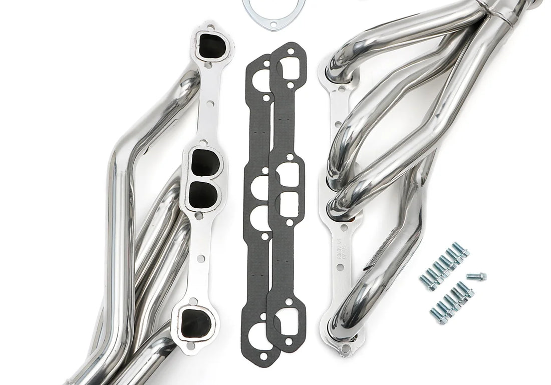 Hedman Hedders Silver Mid-Length D-Port Headers 66609 fits 1967-1981 Chevrolet Camaro / G-Body 283-400 - Back View